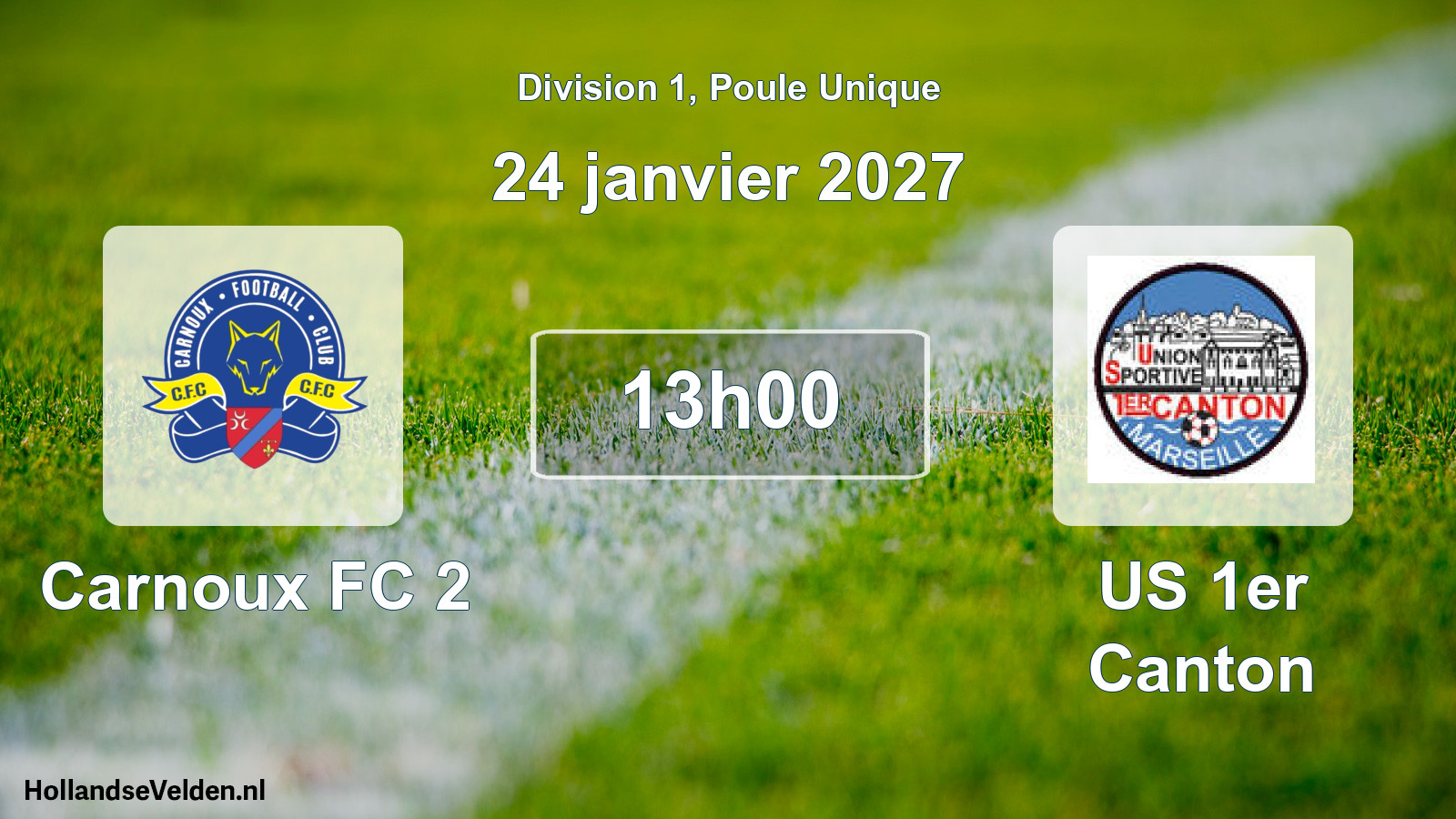 Match programmé: Carnoux FC 2 - US 1er Canton (24 janvier 2027)