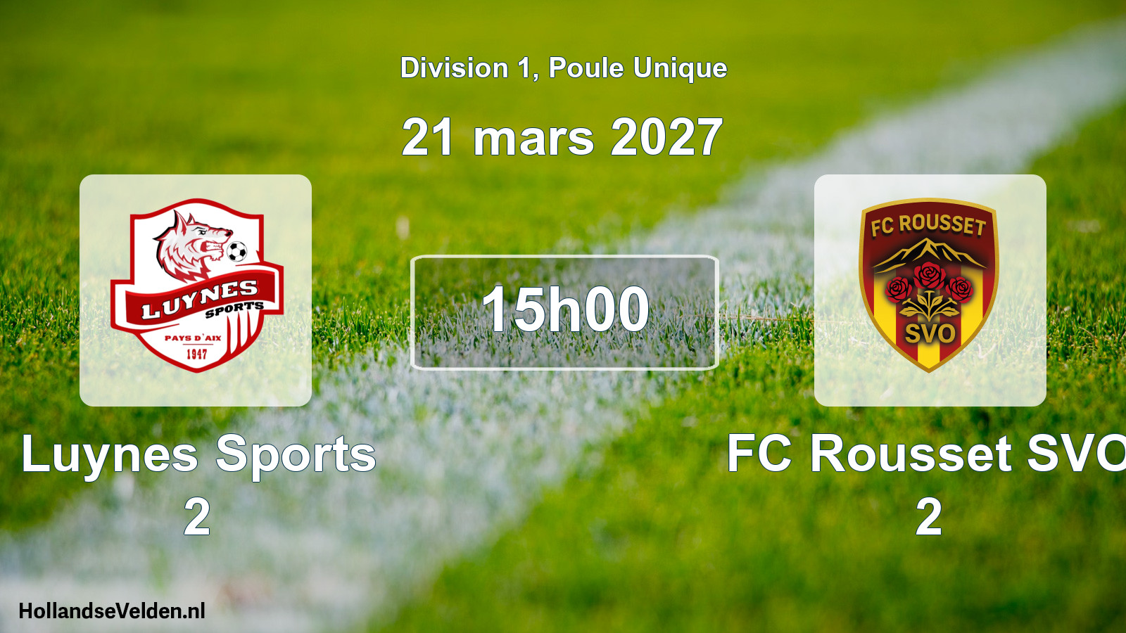 Match programmé: Luynes Sports 2 - FC Rousset SVO 2 (21 mars 2027)