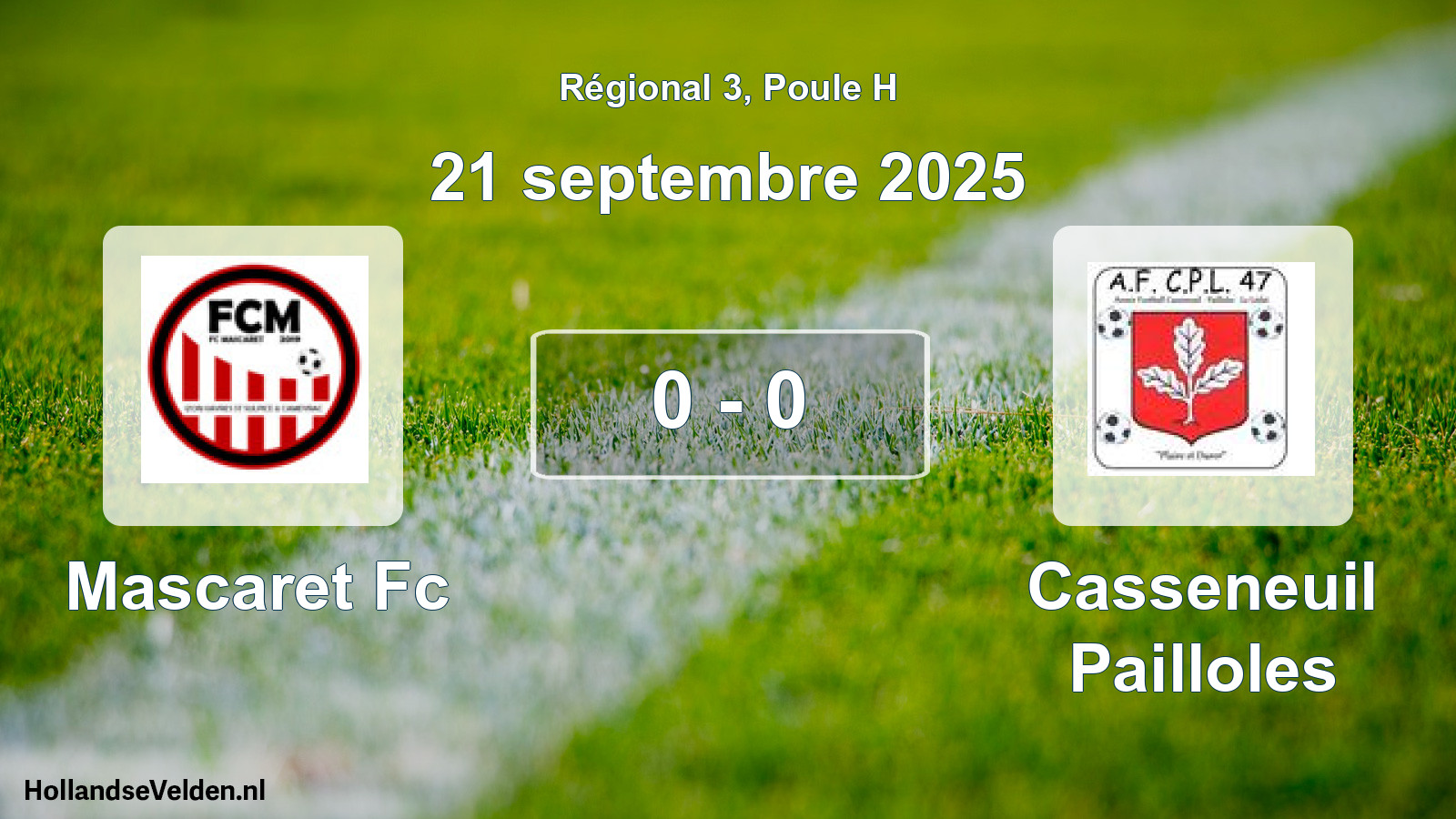 Gespeelde wedstrijd: Mascaret Fc - Casseneuil Pailloles 0 - 0 (21 septembre 2025)