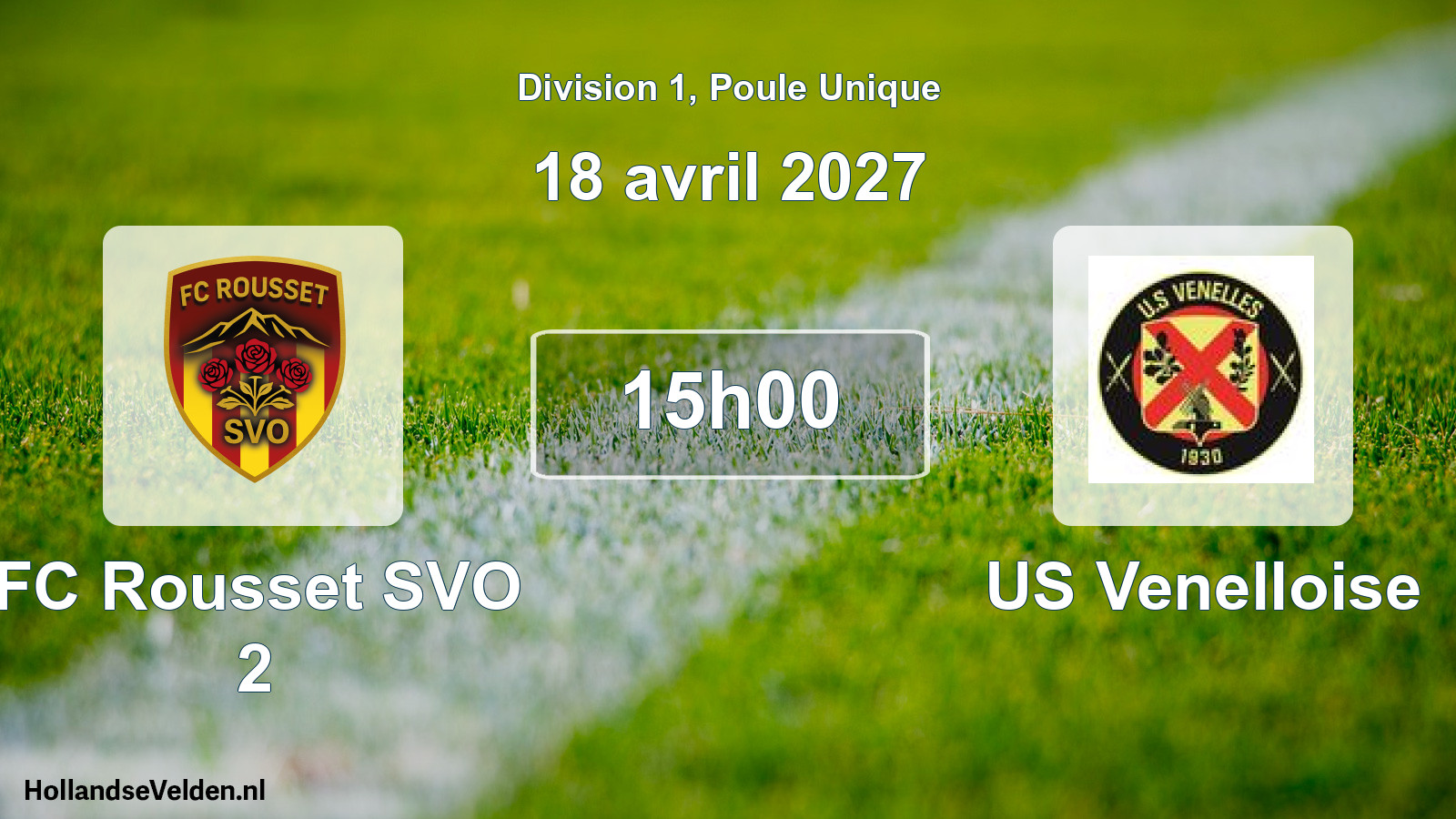 Match programmé: FC Rousset SVO 2 - US Venelloise (18 avril 2027)