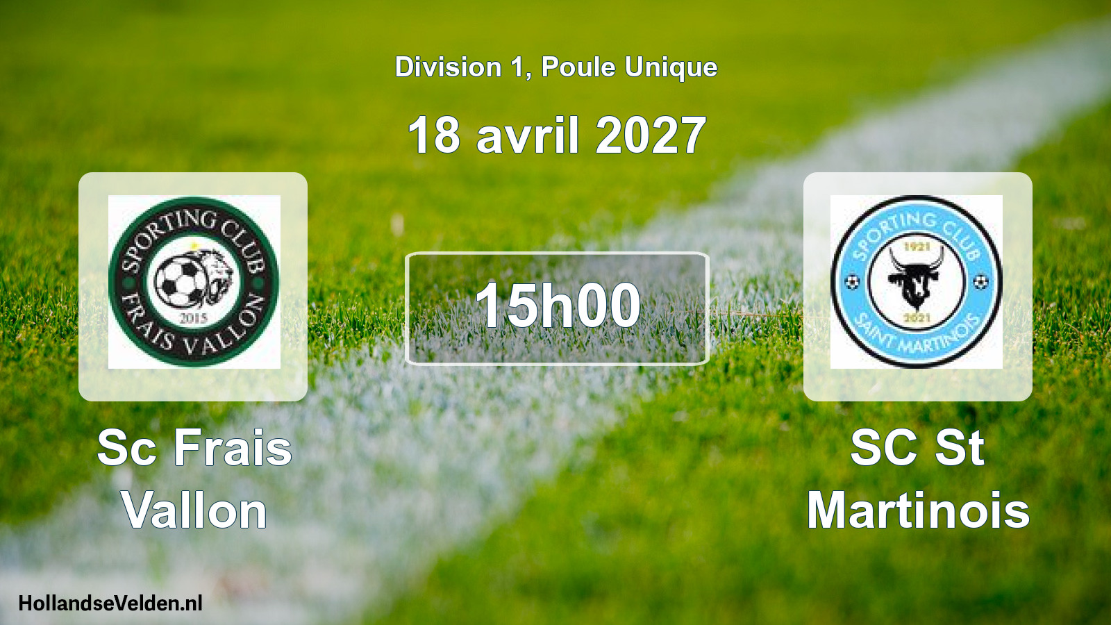 Match programmé: Sc Frais Vallon - SC St Martinois (18 avril 2027)