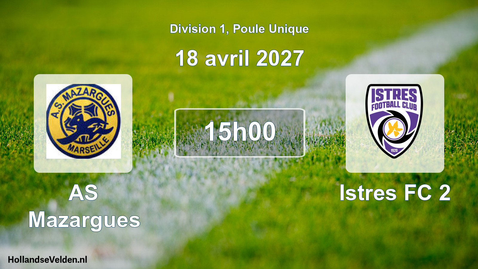 Match programmé: AS Mazargues - Istres FC 2 (18 avril 2027)