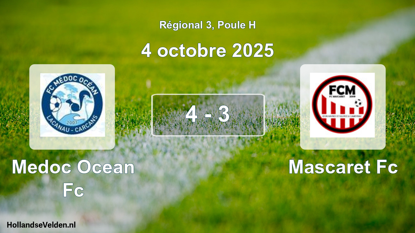 Gespeelde wedstrijd: Medoc Ocean Fc - Mascaret Fc 4 - 3 (4 oktober 2025)