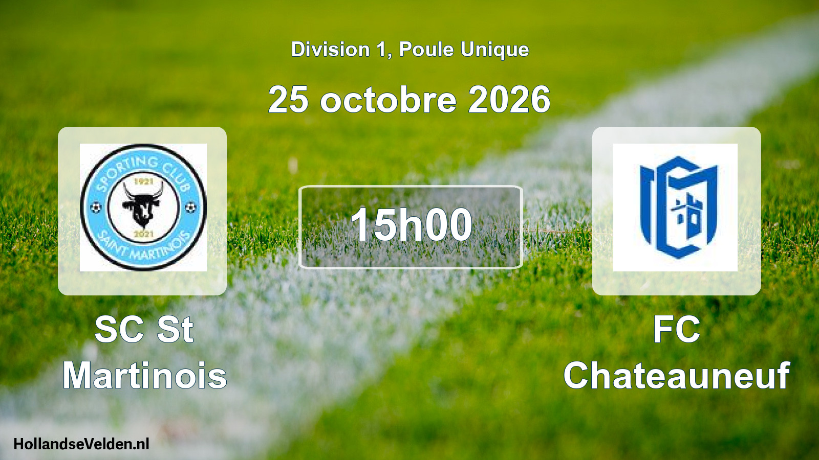 Match programmé: SC St Martinois - FC Chateauneuf (25 octobre 2026)