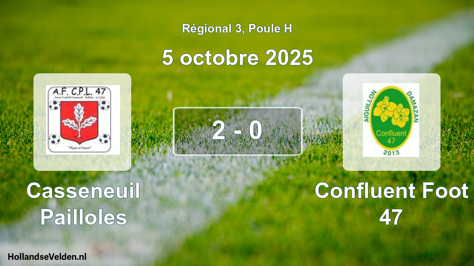 Gespeelde wedstrijd: Casseneuil Pailloles - Confluent Foot 47 2 - 0 (5 octobre 2025)