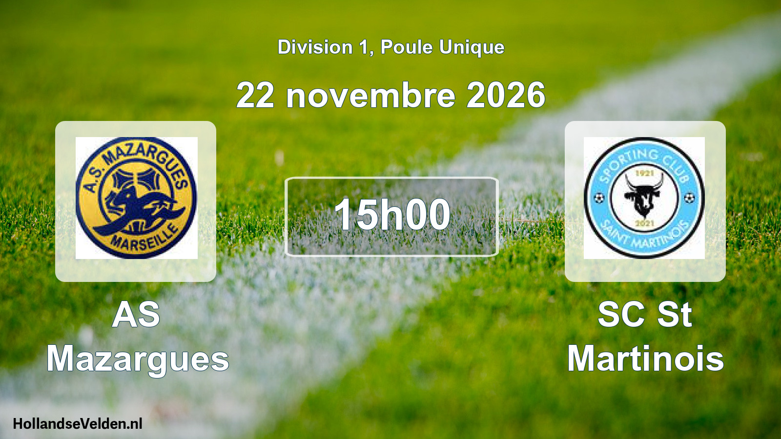Match programmé: AS Mazargues - SC St Martinois (22 novembre 2026)