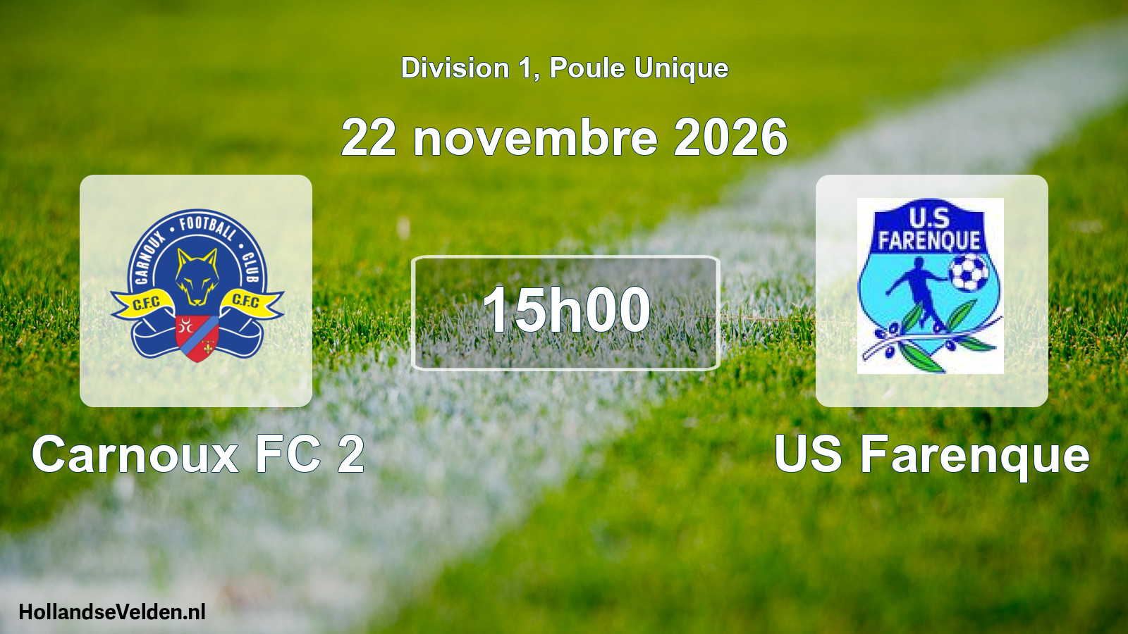 Match programmé: Carnoux FC 2 - US Farenque (22 novembre 2026)