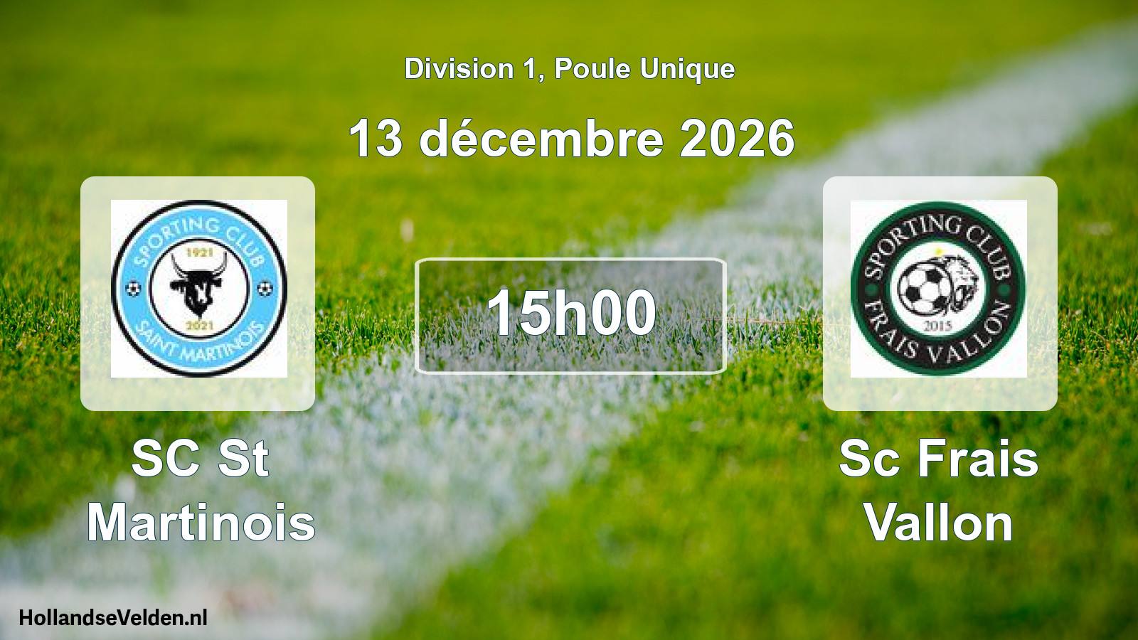 Match programmé: SC St Martinois - Sc Frais Vallon (13 décembre 2026)