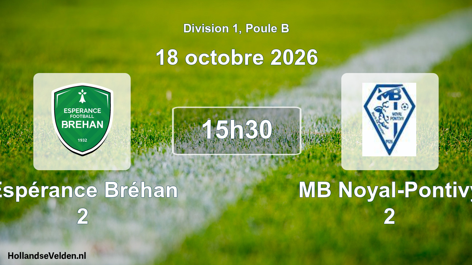 Match programmé: Espérance Bréhan 2 - MB Noyal-Pontivy 2 (18 octobre 2026)