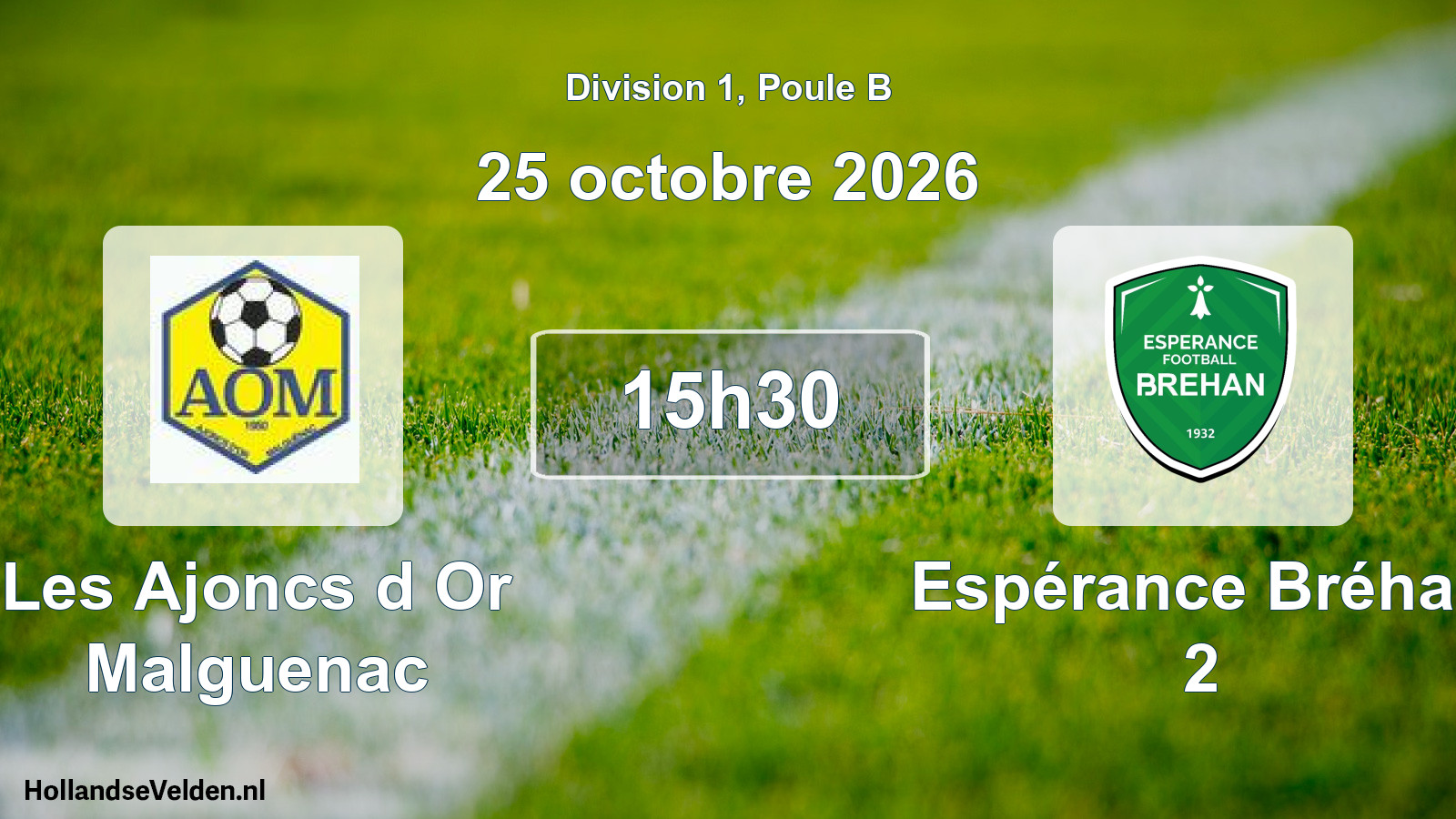 Match programmé: Les Ajoncs d Or Malguenac - Espérance Bréhan 2 (25 octobre 2026)
