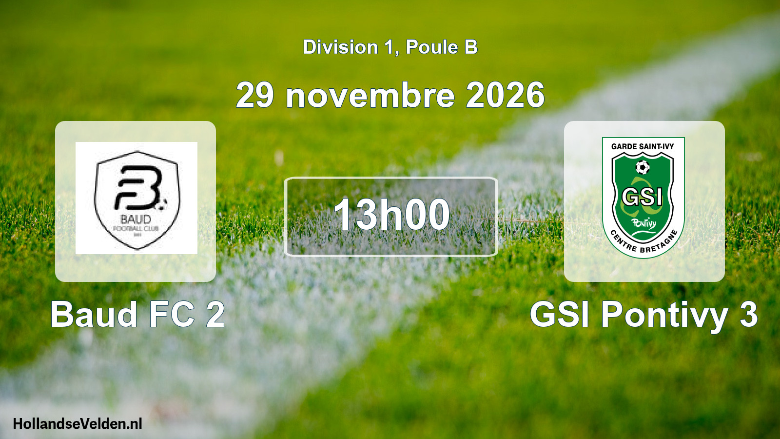 Match programmé: Baud FC 2 - GSI Pontivy 3 (29 novembre 2026)