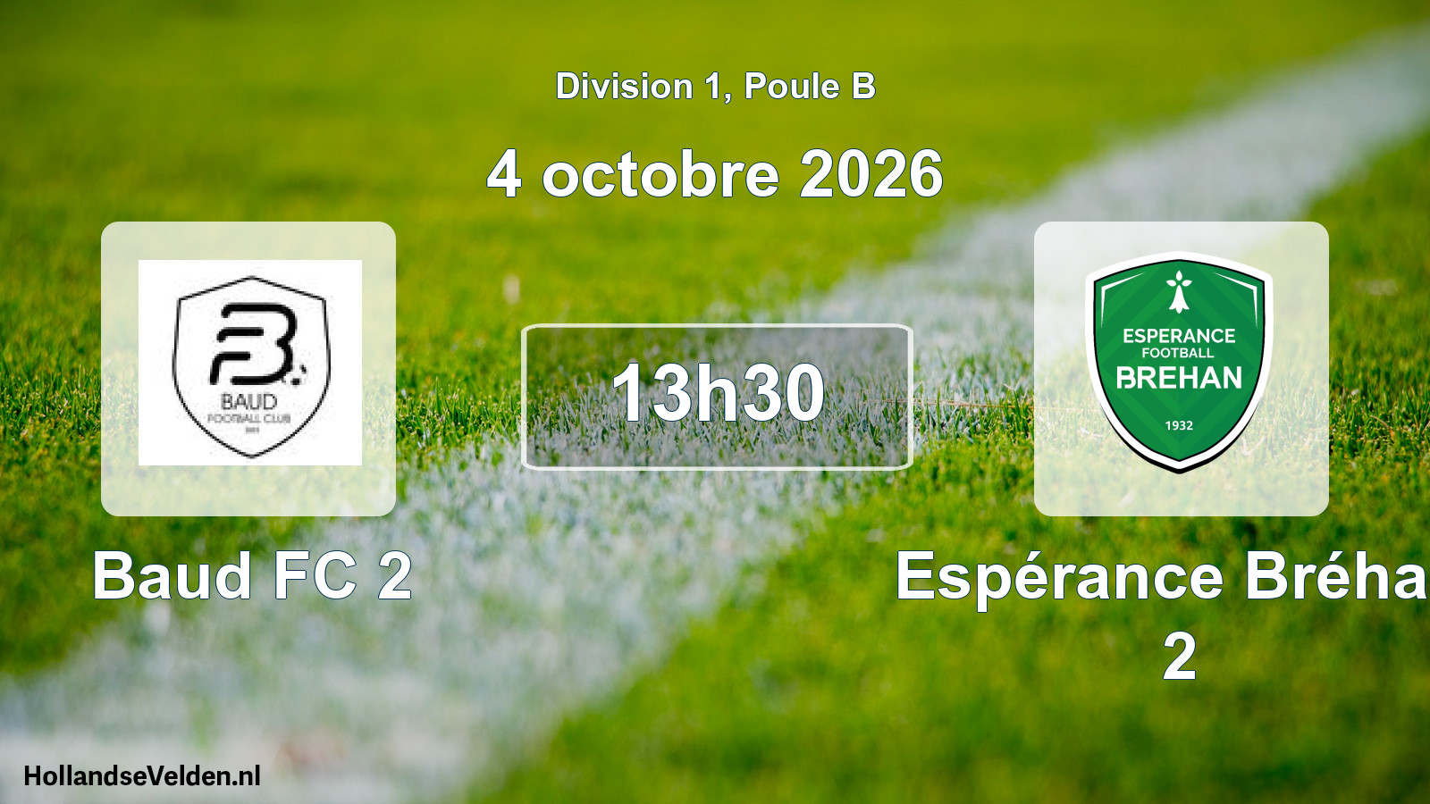 Match programmé: Baud FC 2 - Espérance Bréhan 2 (4 octobre 2026)
