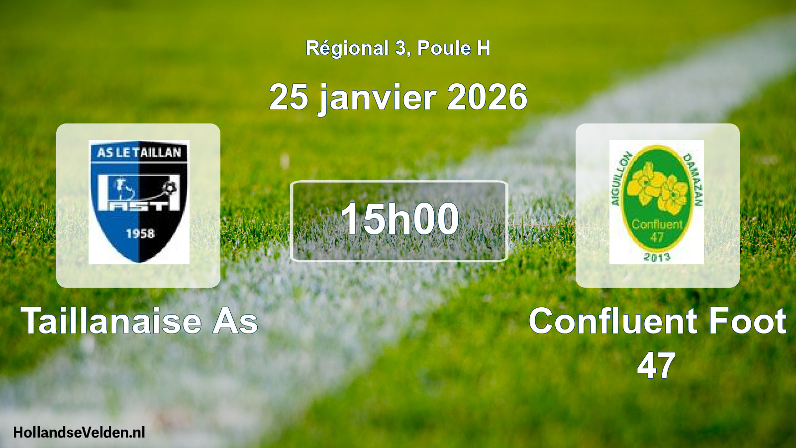 Geplande wedstrijd: Taillanaise As - Confluent Foot 47 (25 janvier 2026)