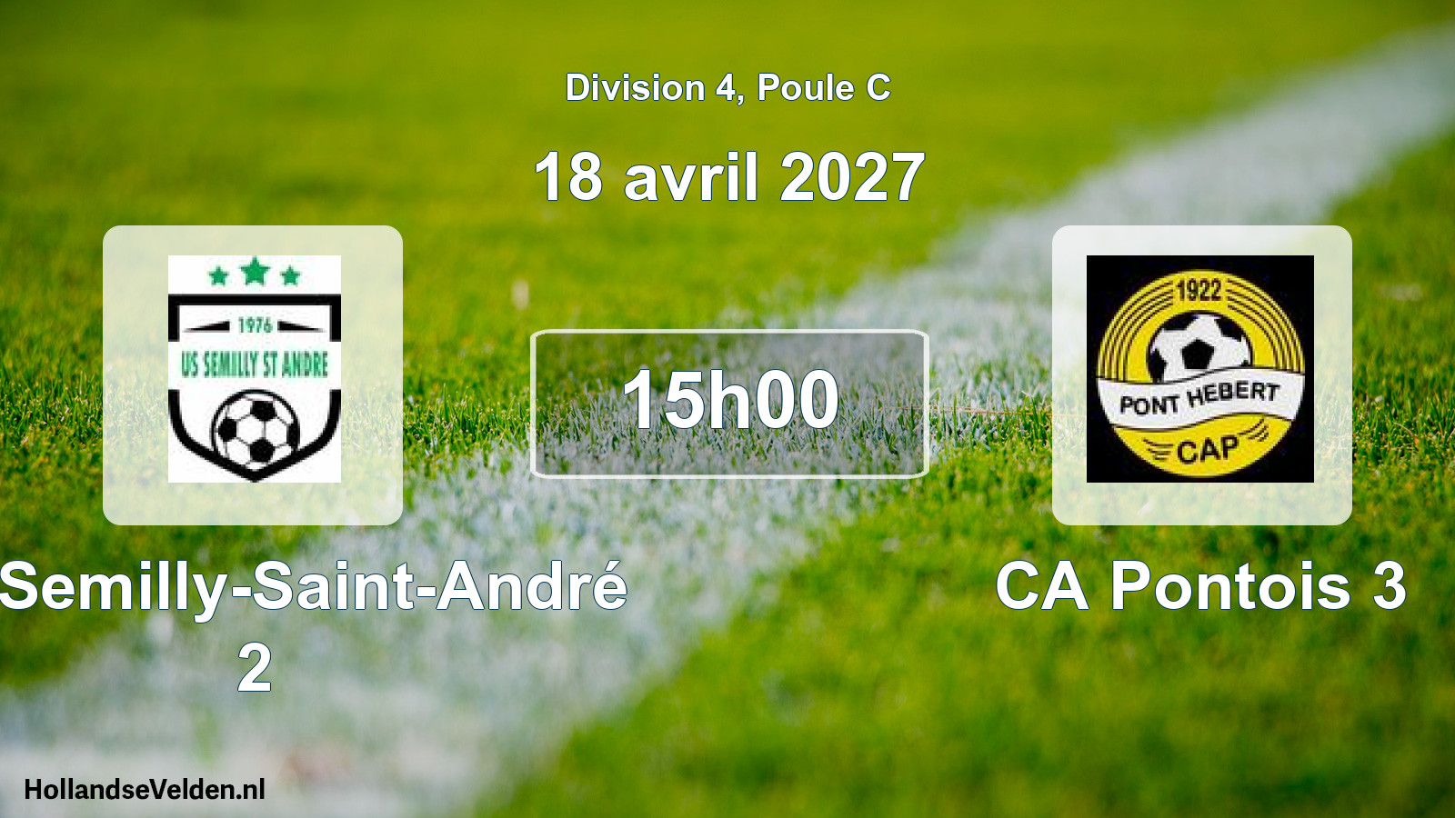 Match programmé: US Semilly-Saint-André 2 - CA Pontois 3 (18 avril 2027)
