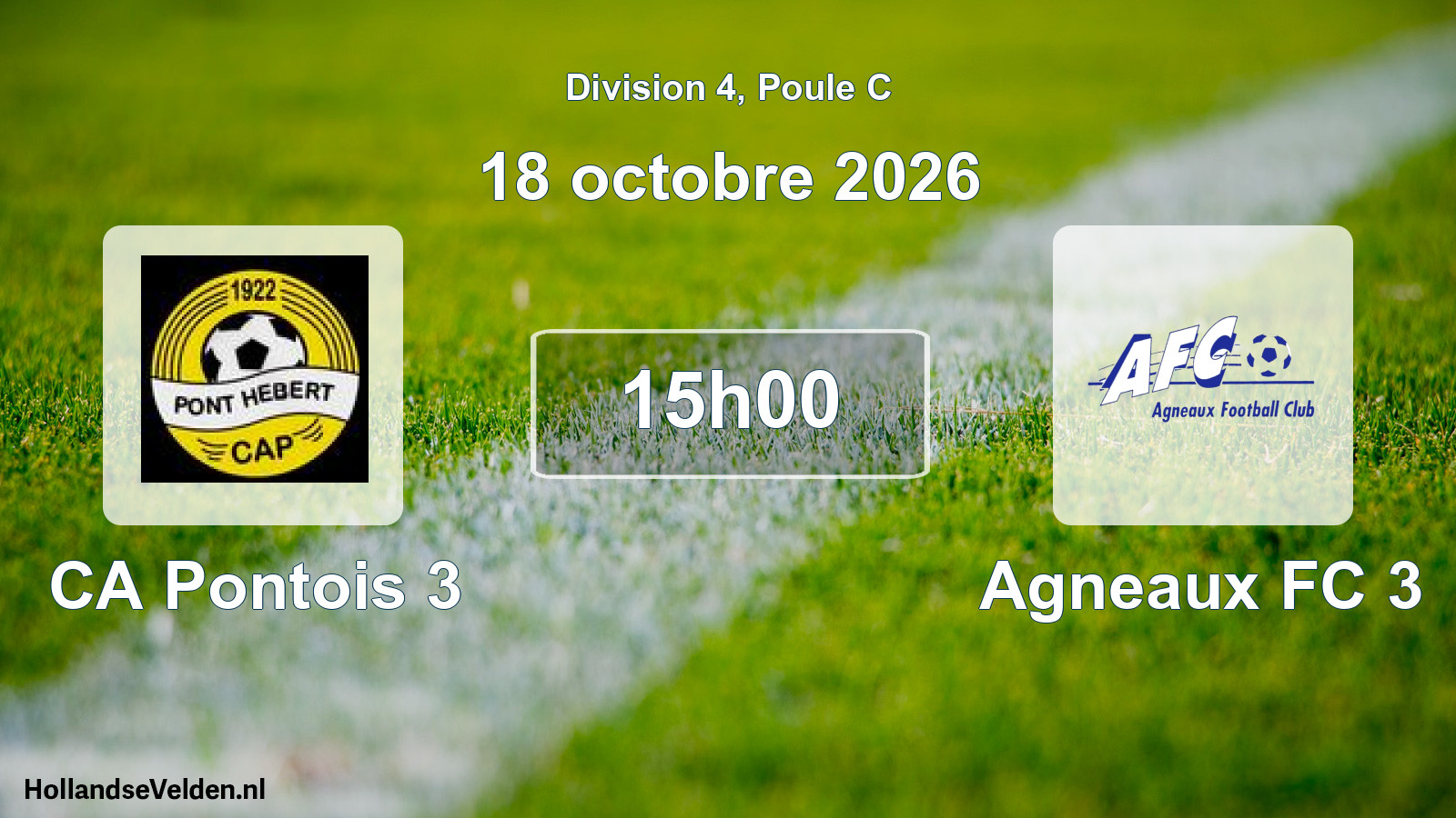 Match programmé: CA Pontois 3 - Agneaux FC 3 (18 octobre 2026)