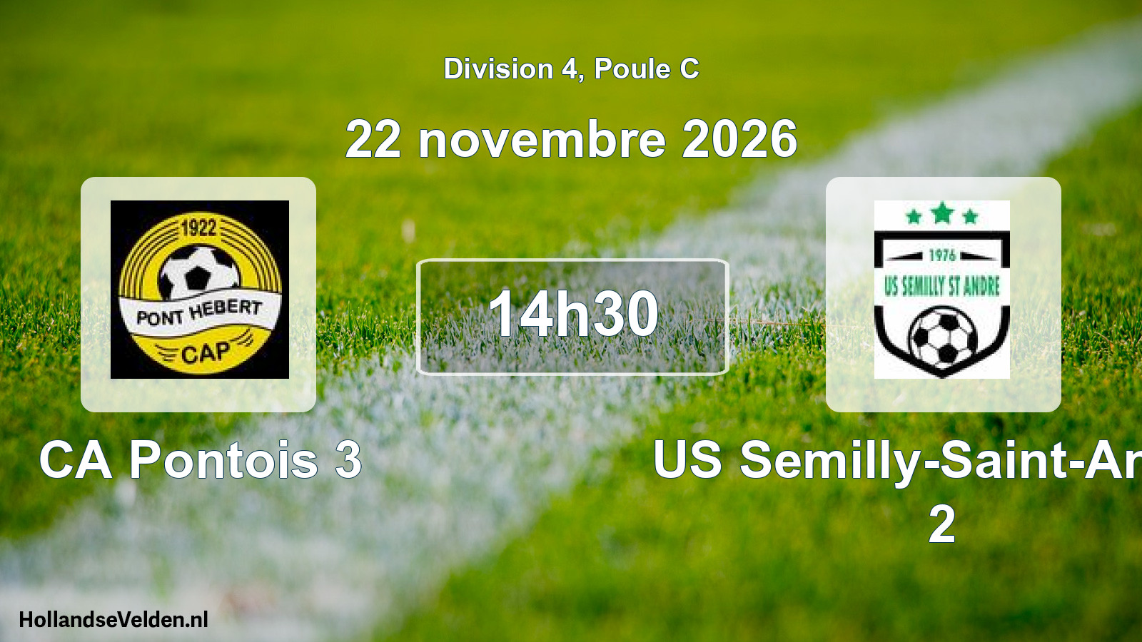 Match programmé: CA Pontois 3 - US Semilly-Saint-André 2 (22 novembre 2026)