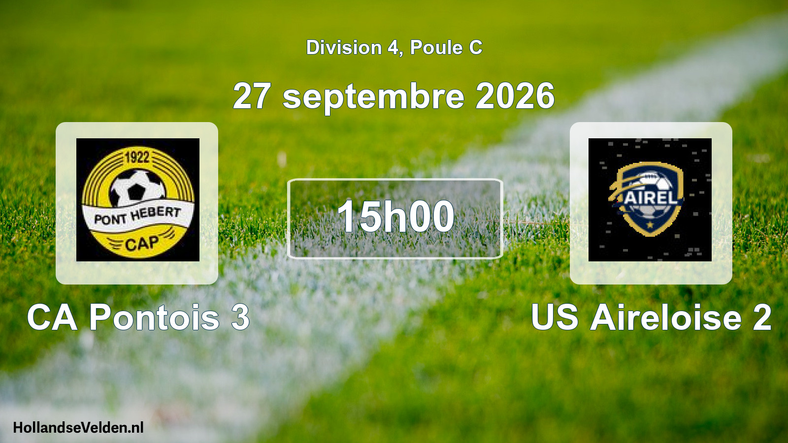 Match programmé: CA Pontois 3 - US Aireloise 2 (27 septembre 2026)