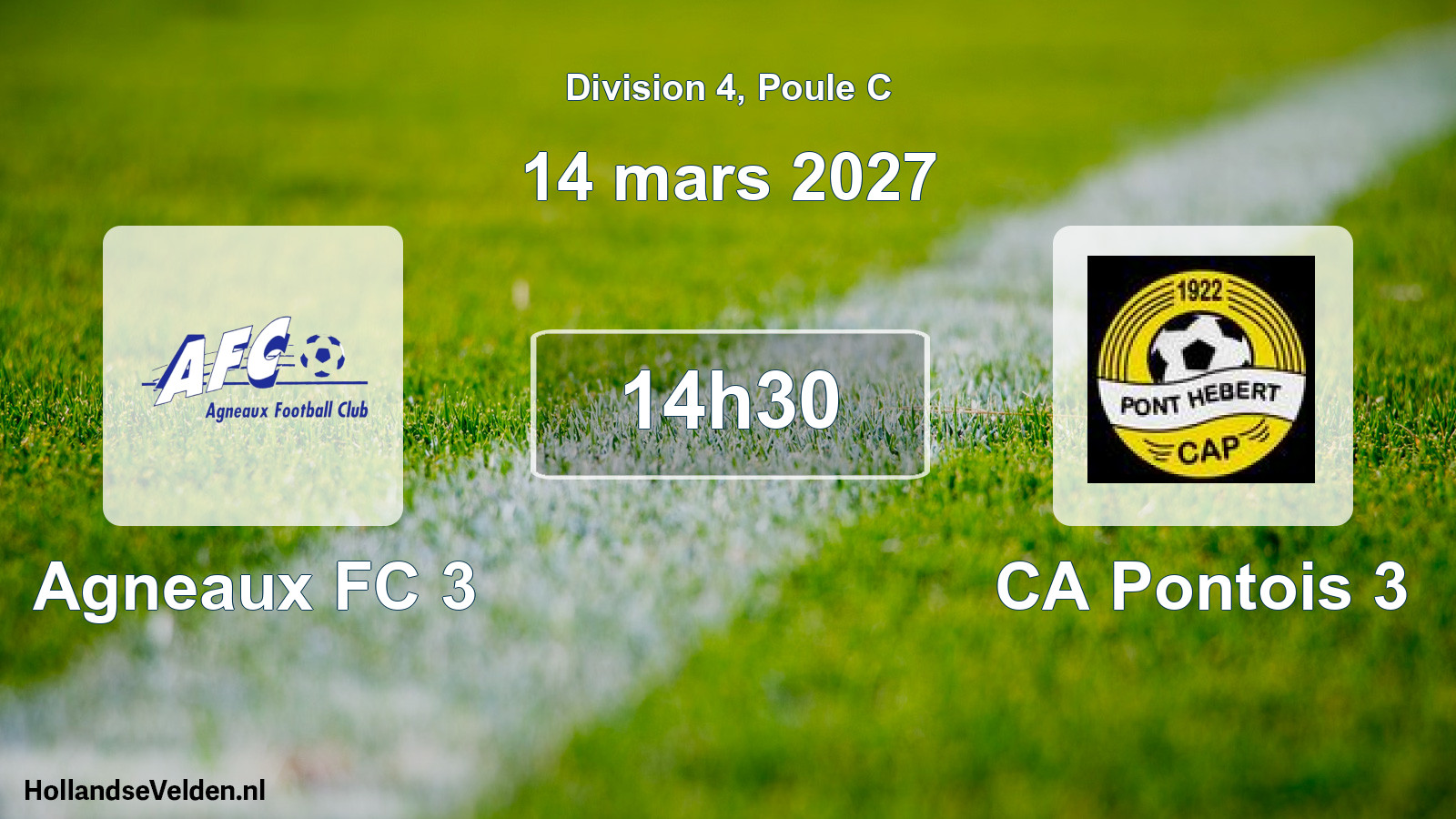 Match programmé: Agneaux FC 3 - CA Pontois 3 (14 mars 2027)