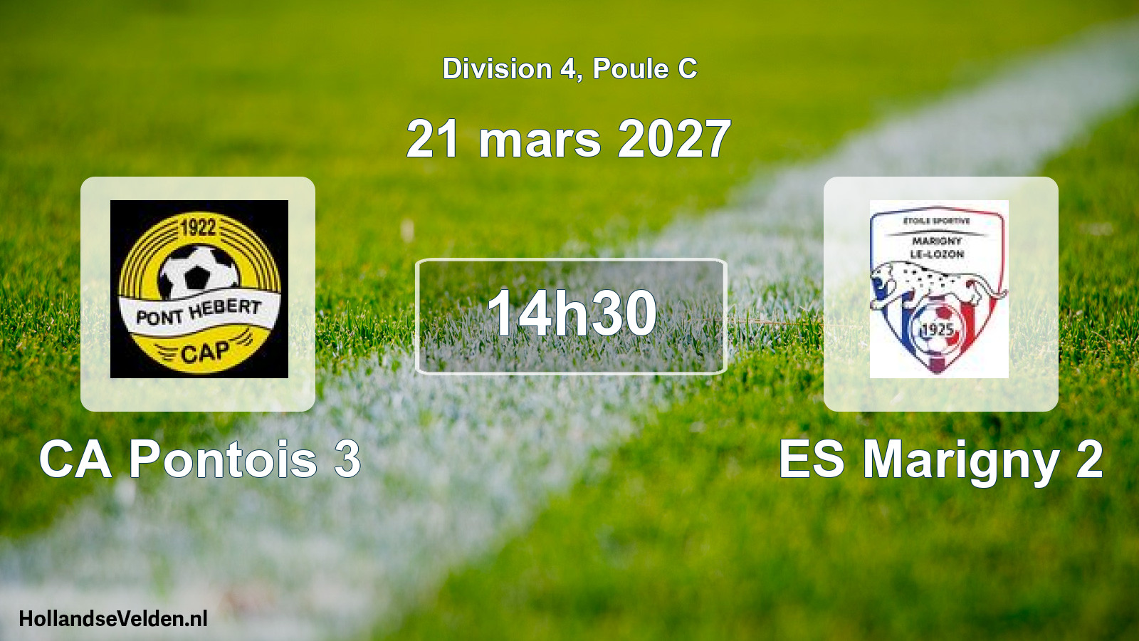 Match programmé: CA Pontois 3 - ES Marigny 2 (21 mars 2027)