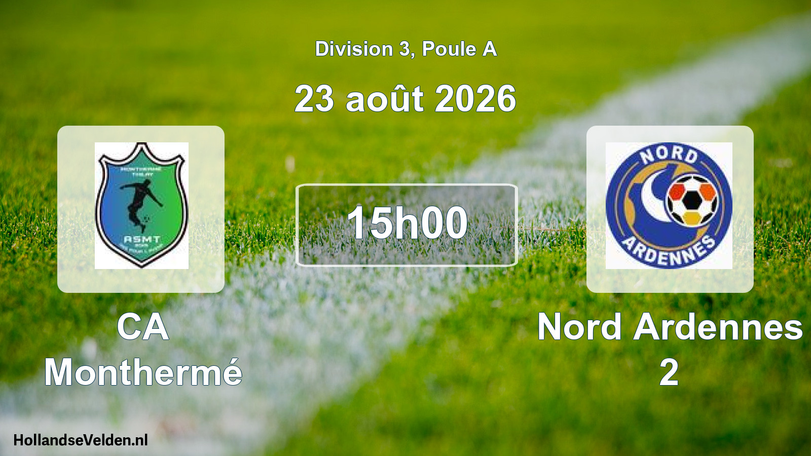Match programmé: CA Monthermé - Nord Ardennes 2 (23 août 2026)