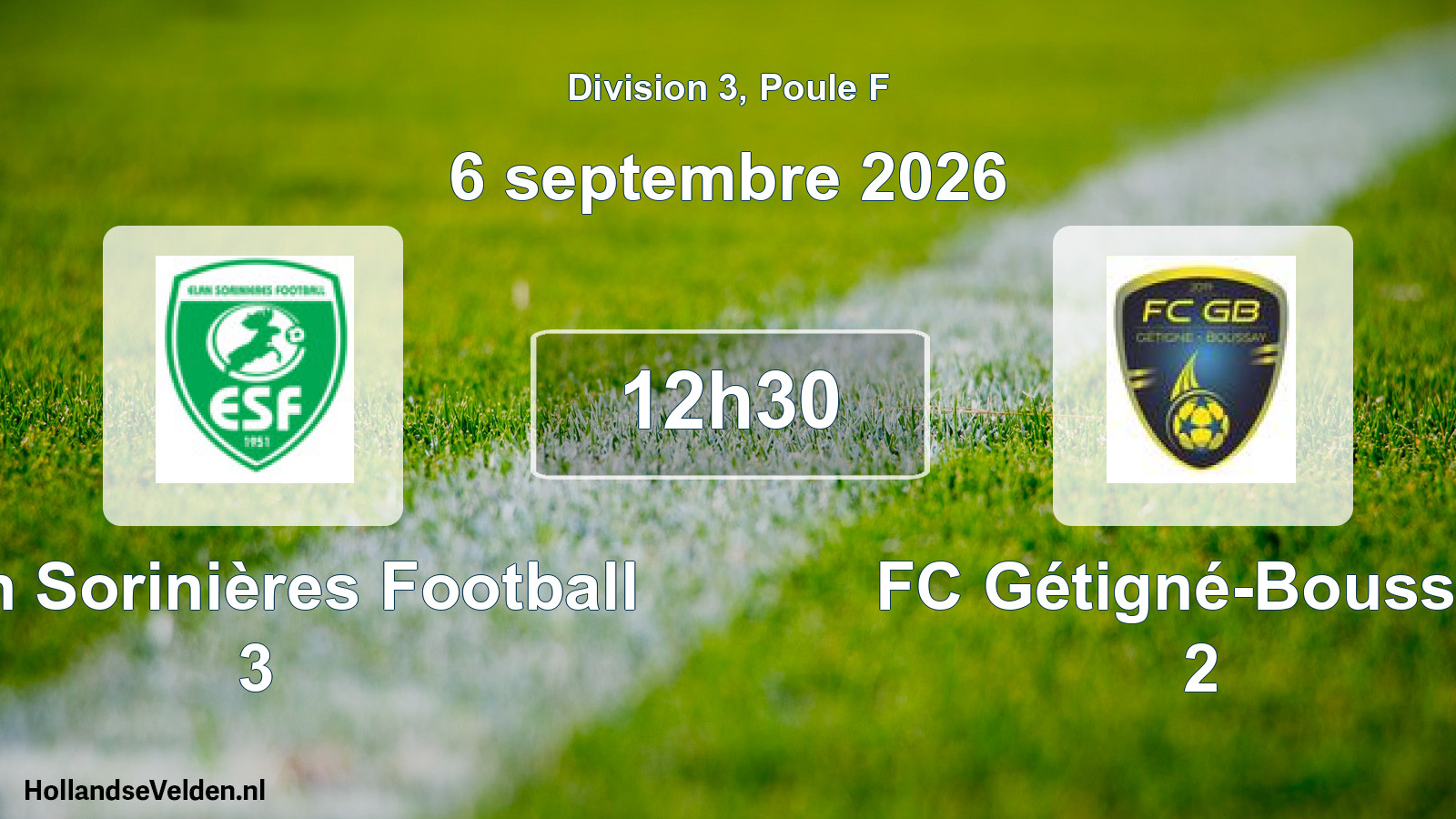 Scheduled Match: Élan Sorinières Football 3 - FC Gétigné-Boussay 2 (6 September 2026)