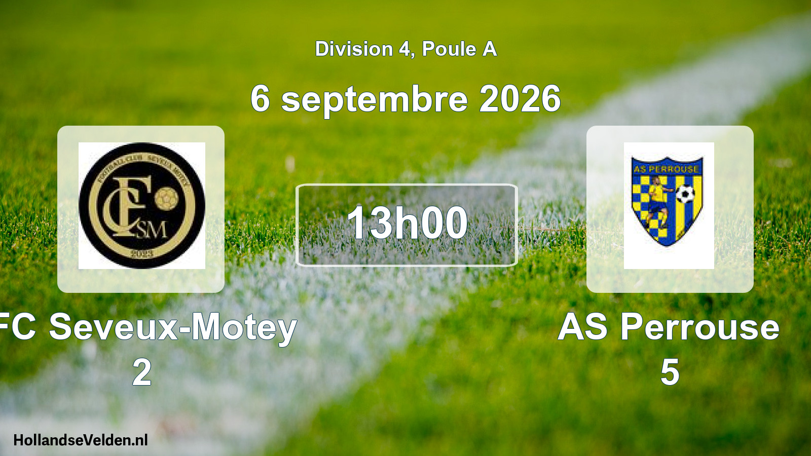 Match programmé: FC Seveux-Motey 2 - AS Perrouse 5 (6 septembre 2026)