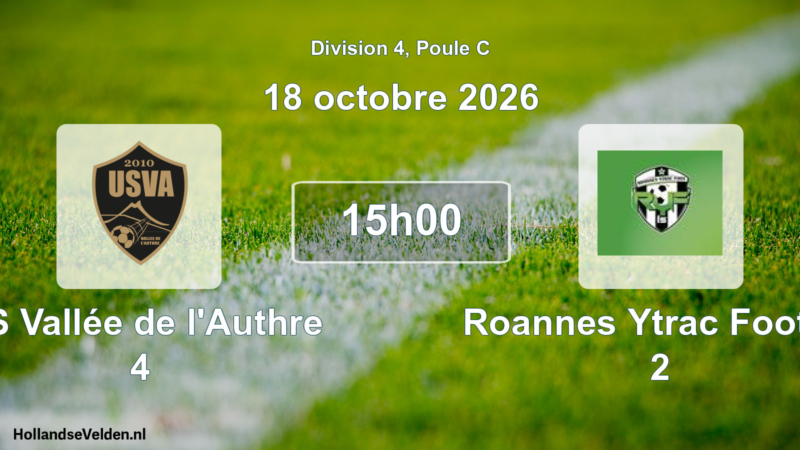 Match programmé: US Vallée de l'Authre 4 - Roannes Ytrac Foot 15 2 (18 octobre 2026)