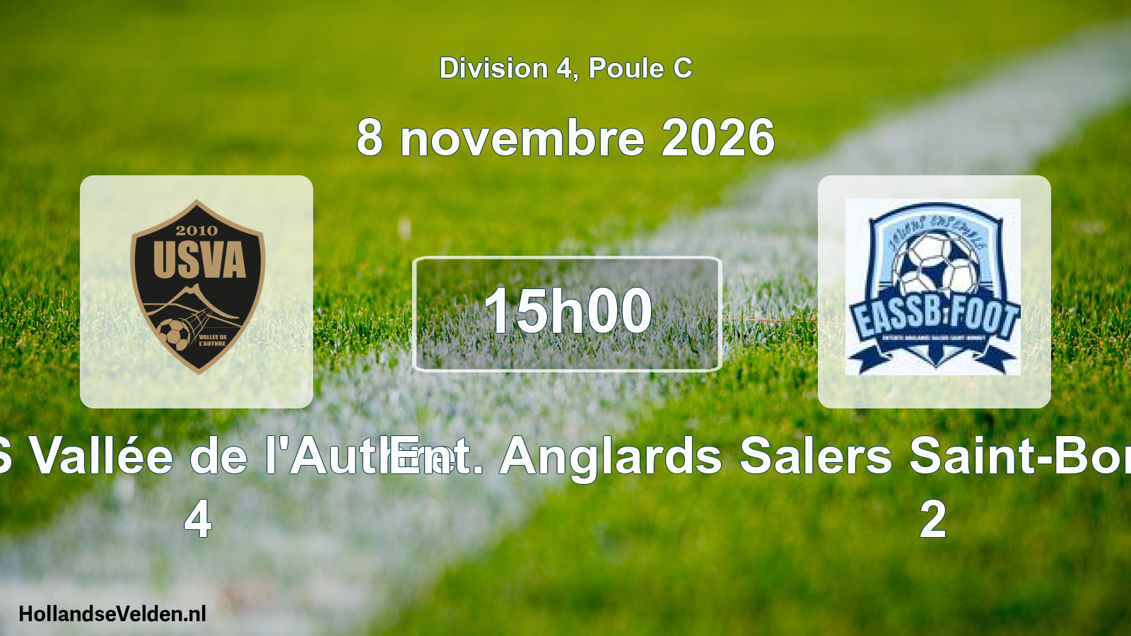 Match programmé: US Vallée de l'Authre 4 - Ent. Anglards Salers Saint-Bonnet-de-Salers 2 (8 novembre 2026)