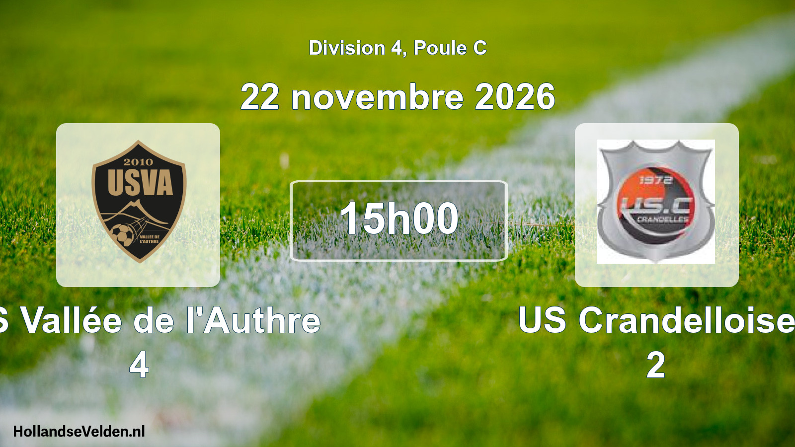 Match programmé: US Vallée de l'Authre 4 - US Crandelloise 2 (22 novembre 2026)