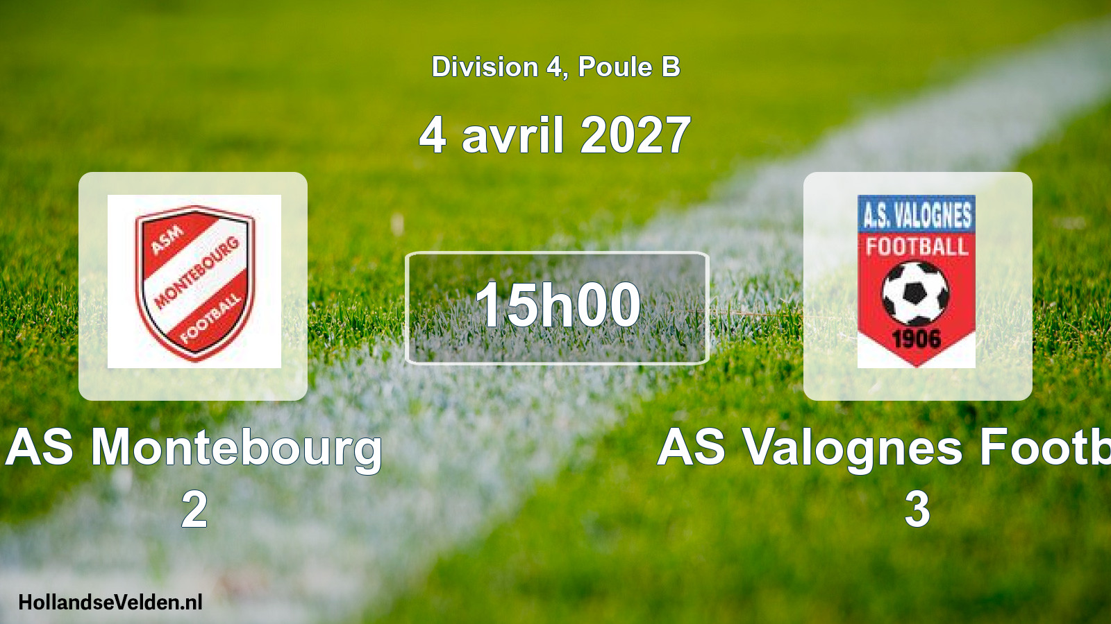 Scheduled Match: AS Montebourg 2 - AS Valognes Football 3 (4 April 2027)