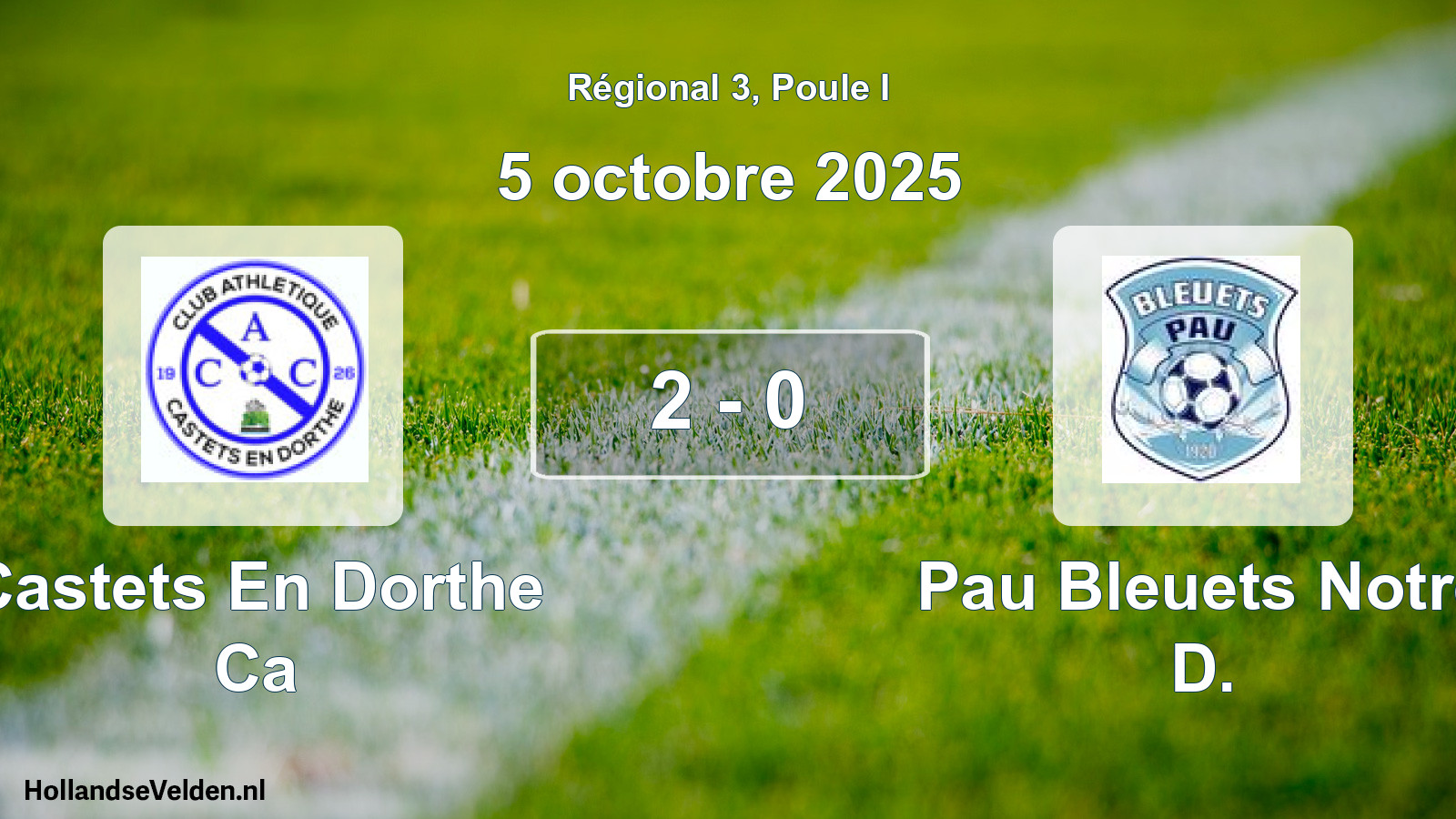 Gespeelde wedstrijd: Castets En Dorthe Ca - Pau Bleuets Notre D. 2 - 0 (5 octobre 2025)