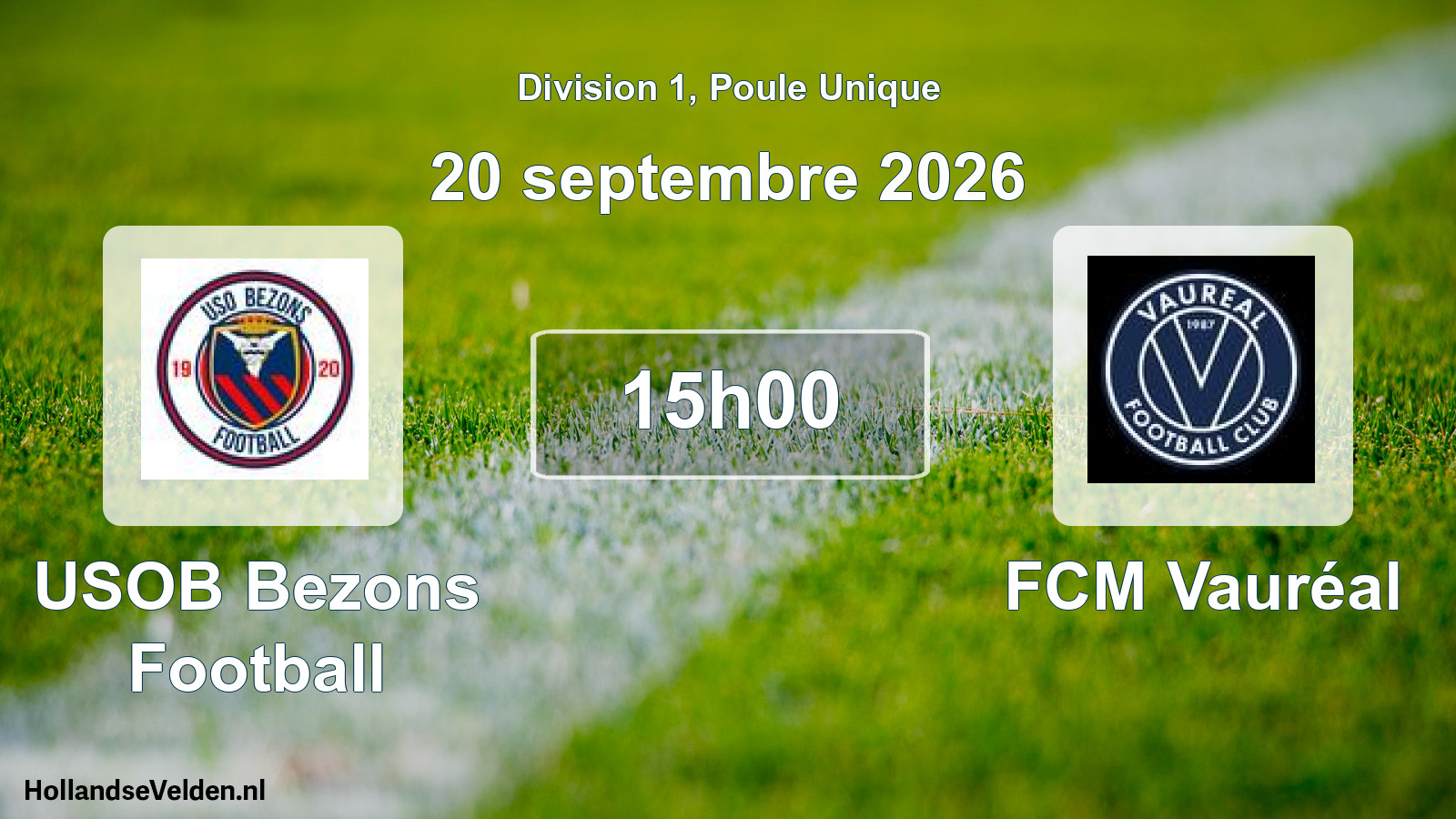 Match programmé: USOB Bezons Football - FCM Vauréal (20 septembre 2026)