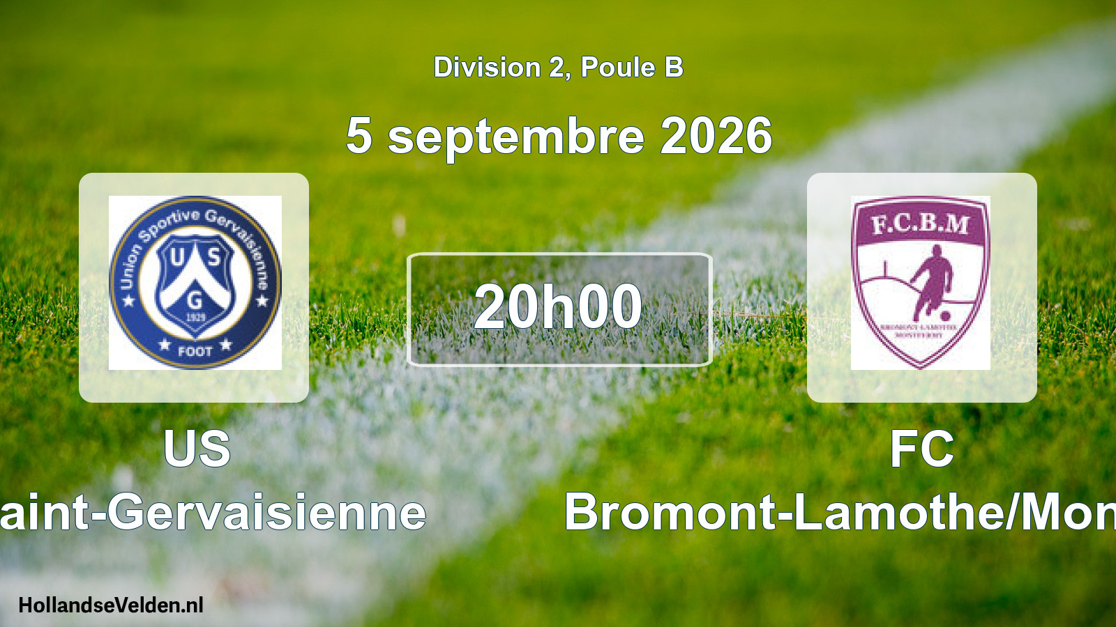 Match programmé: US Saint-Gervaisienne - FC Bromont-Lamothe/Montfermy (5 septembre 2026)
