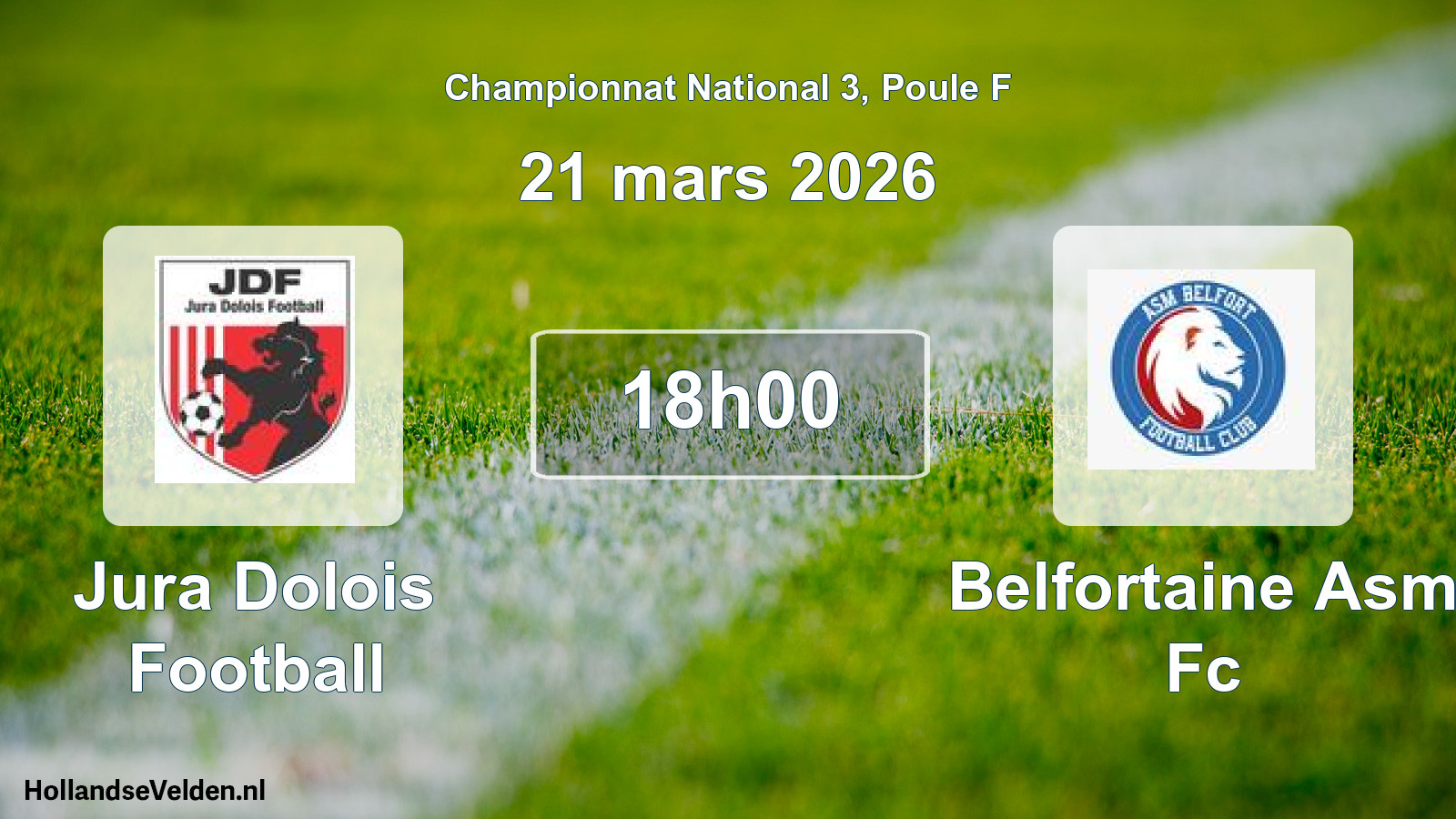 Geplande wedstrijd: Jura Dolois Football - Belfortaine Asm Fc (21 mars 2026)