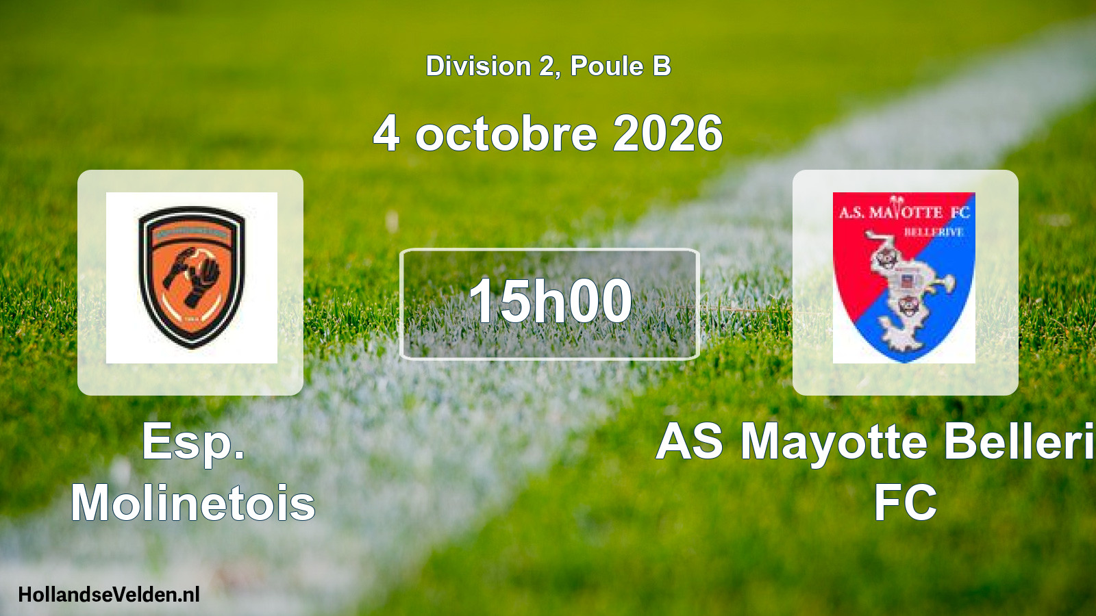 Geplande wedstrijd: Esp. Molinetois - AS Mayotte Bellerive FC (4 oktober 2026)