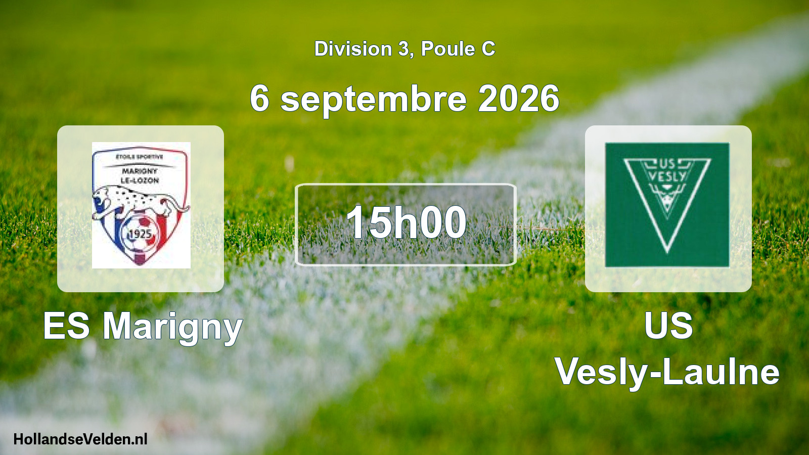 Match programmé: ES Marigny - US Vesly-Laulne (6 septembre 2026)