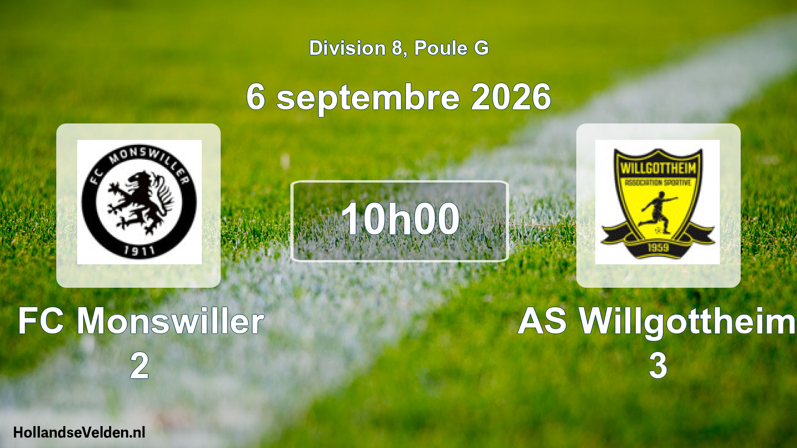 Scheduled Match: FC Monswiller 2 - AS Willgottheim 3 (6 September 2026)