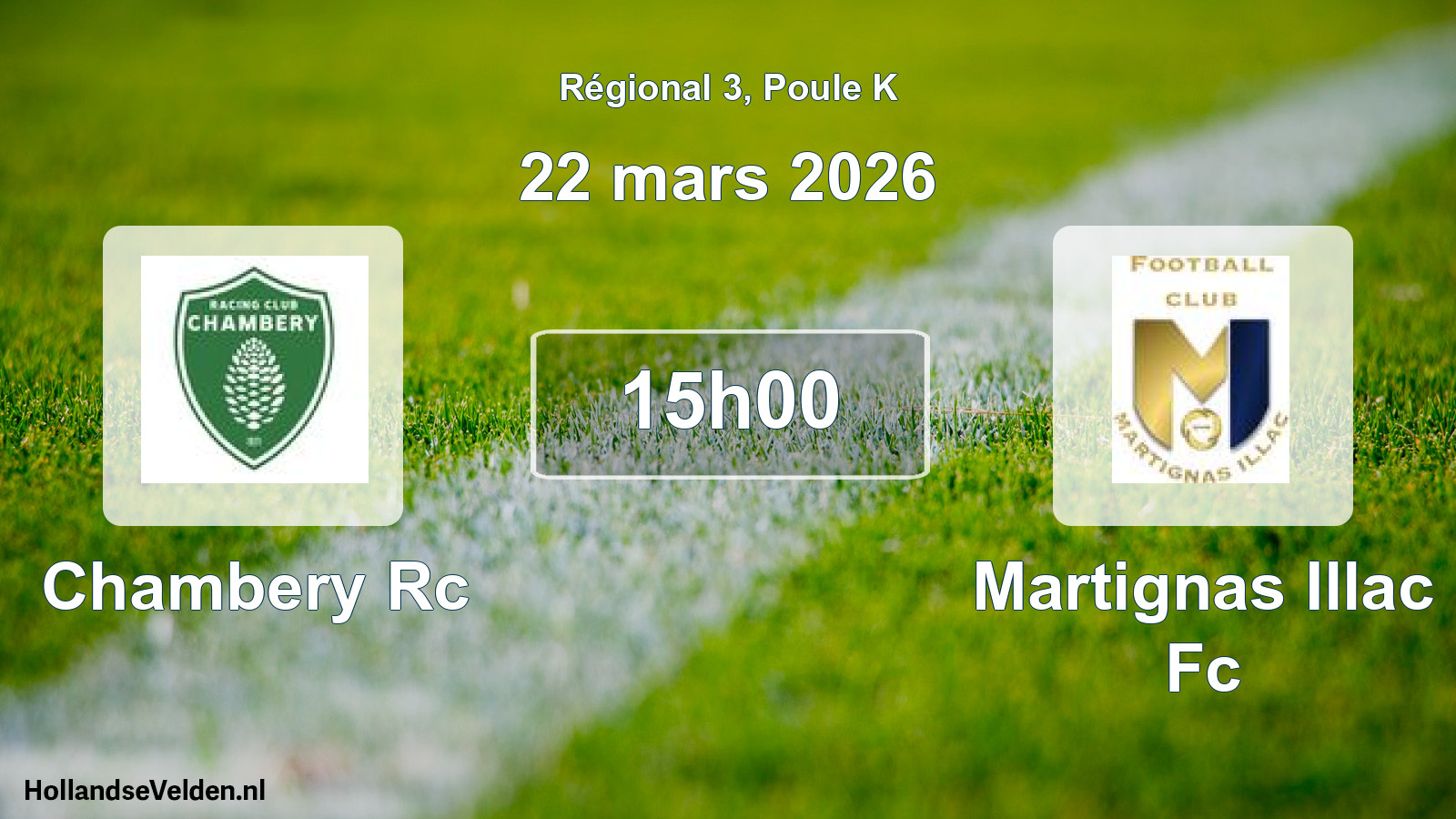 Geplande wedstrijd: Chambery Rc - Martignas Illac Fc (22 mars 2026)