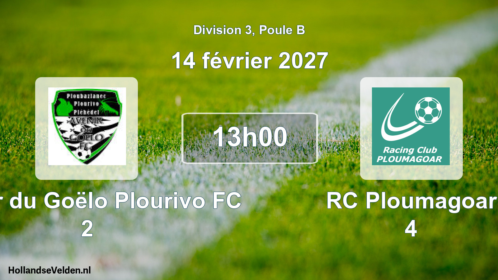 Scheduled Match: Avenir du Goëlo Plourivo FC 2 - RC Ploumagoar 4 (14 February 2027)