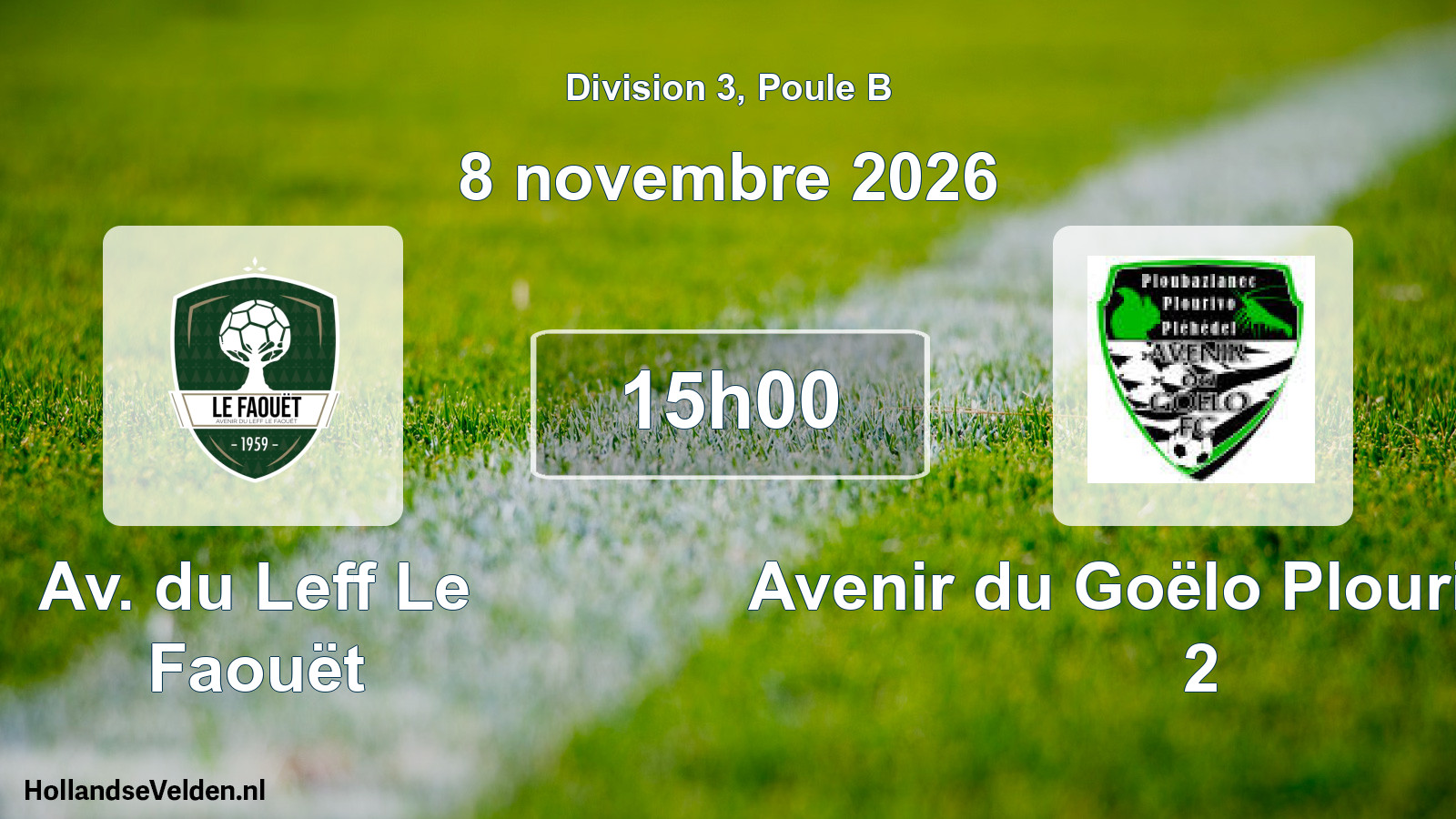 Match programmé: Av. du Leff Le Faouët - Avenir du Goëlo Plourivo FC 2 (8 novembre 2026)