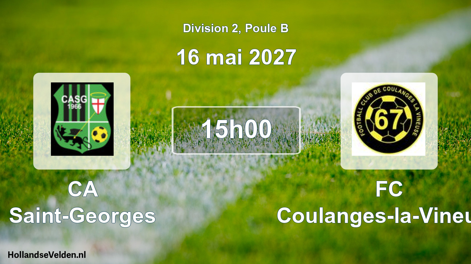 Match programmé: CA Saint-Georges - FC Coulanges-la-Vineuse (16 mai 2027)