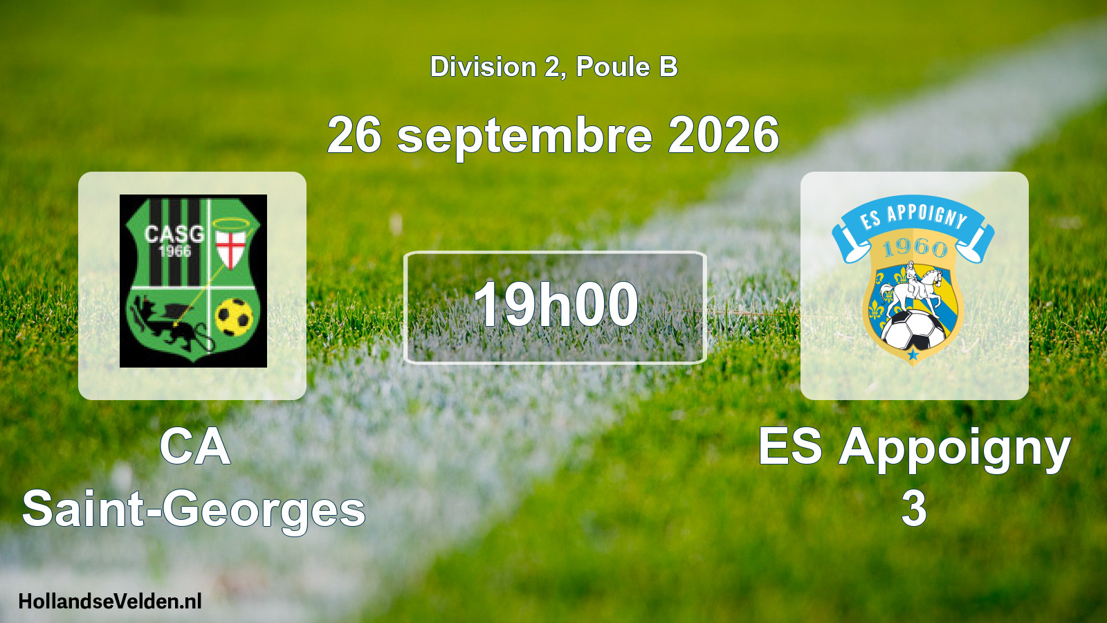 Match programmé: CA Saint-Georges - ES Appoigny 3 (26 septembre 2026)