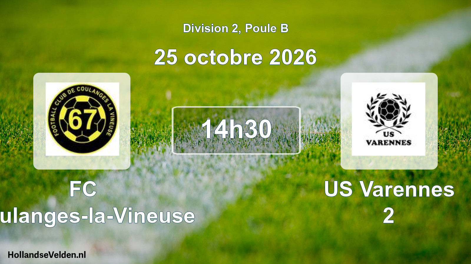Match programmé: FC Coulanges-la-Vineuse - US Varennes 2 (25 octobre 2026)