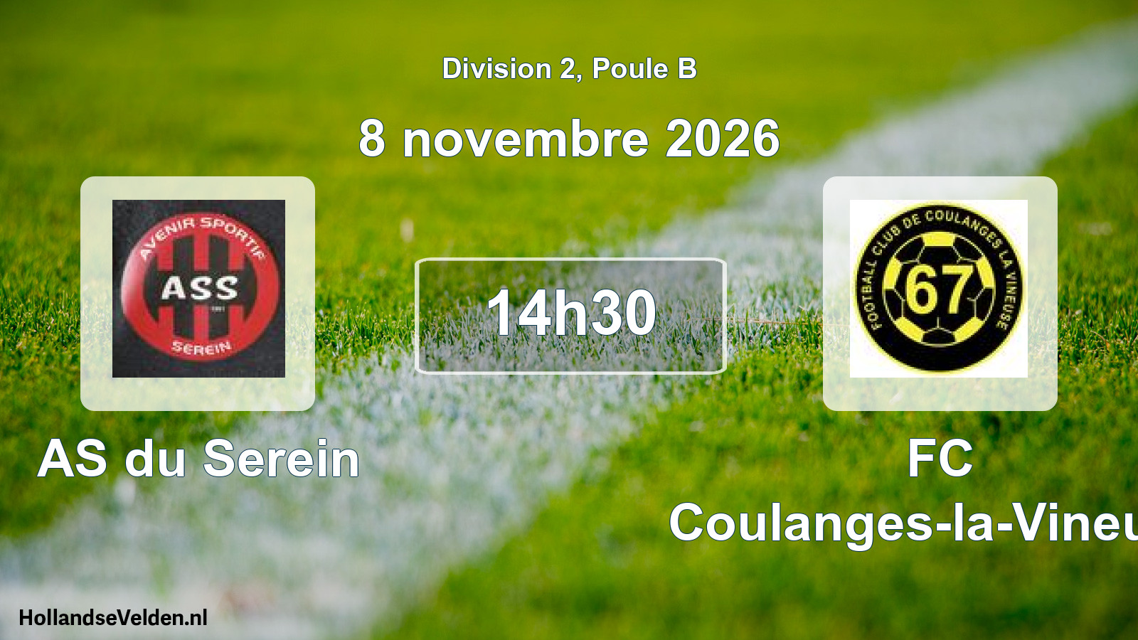 Match programmé: AS du Serein - FC Coulanges-la-Vineuse (8 novembre 2026)