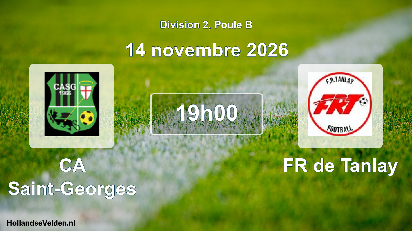 Match programmé: CA Saint-Georges - FR de Tanlay (14 novembre 2026)