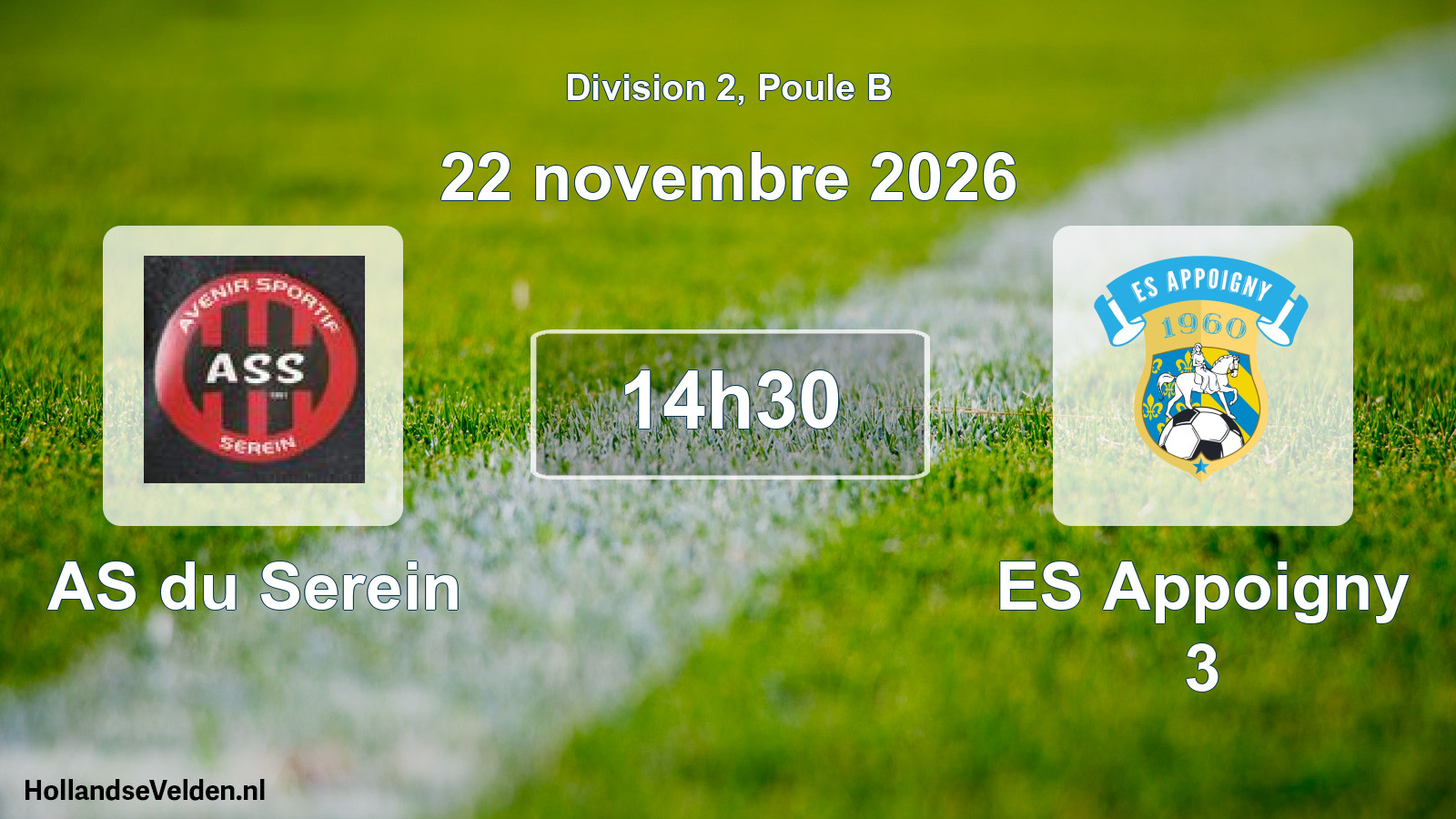 Match programmé: AS du Serein - ES Appoigny 3 (22 novembre 2026)