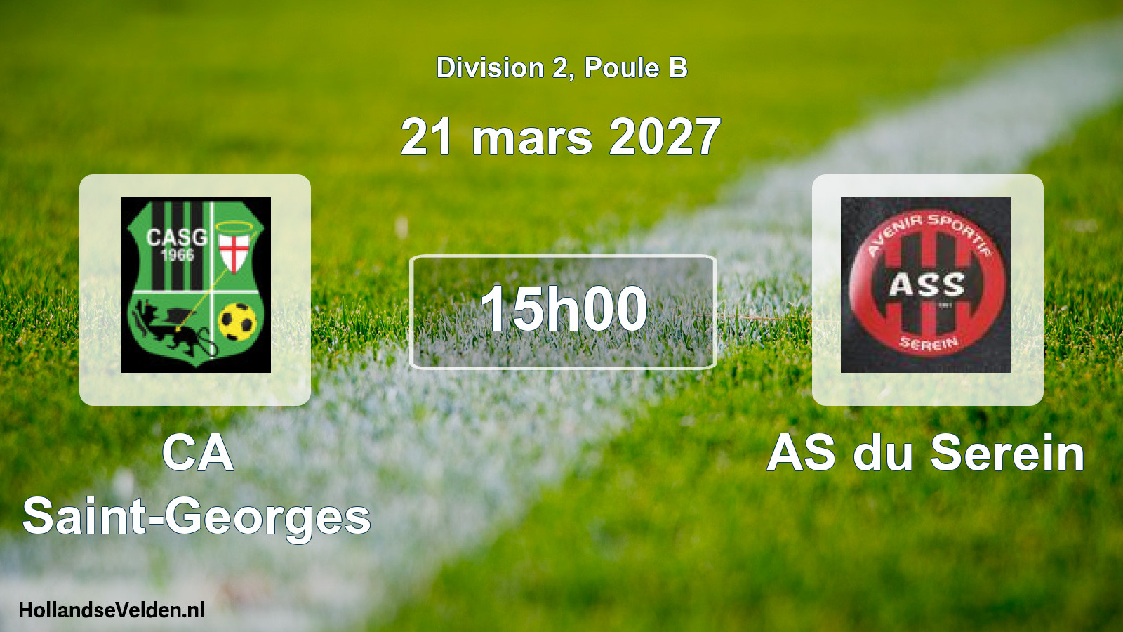 Match programmé: CA Saint-Georges - AS du Serein (21 mars 2027)