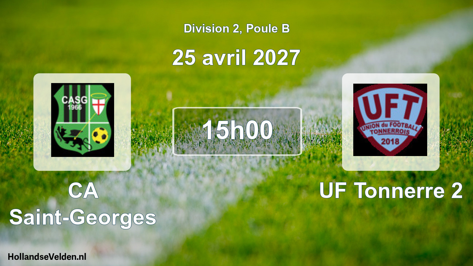 Match programmé: CA Saint-Georges - UF Tonnerre 2 (25 avril 2027)