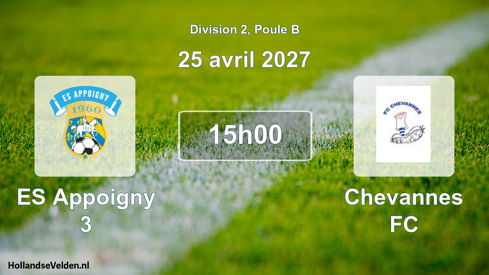 Match programmé: ES Appoigny 3 - Chevannes FC (25 avril 2027)