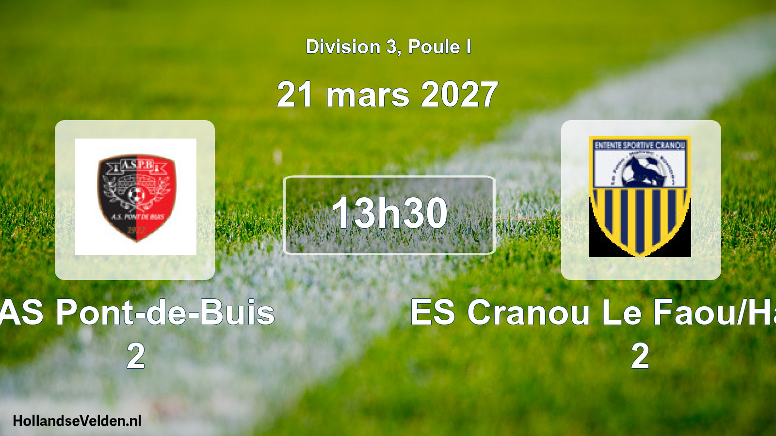 Geplande wedstrijd: AS Pont-de-Buis 2 - ES Cranou Le Faou/Hanvec 2 (21 maart 2027)